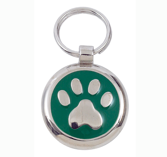 Luxury Green Paw Print Small 20mm Designer Dog Tag 