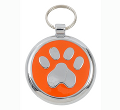 Luxury Orange Paw Print Designer Dog Tag