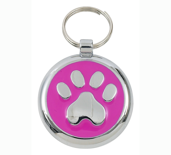 Luxury Pink Paw Print Small 20mm Designer Dog Tag 