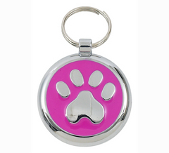 Luxury Pink Paw Print Small 20mm Designer Dog Tag 