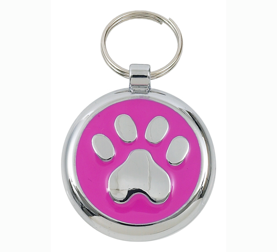 Luxury Pink Paw Print Designer Dog Tag