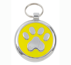 Luxury Yellow Paw Print Small 20mm Designer Dog Tag 