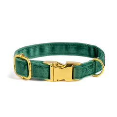 Luxury Emerald Green Velvet Dog Collar And Bow Tie Set