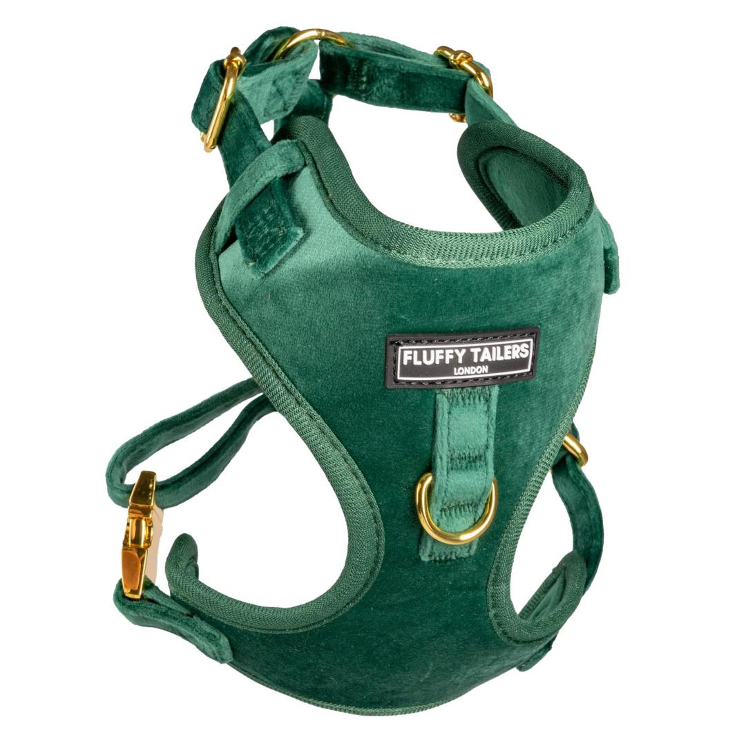 Luxury Emerald Green Velvet Dog Harness