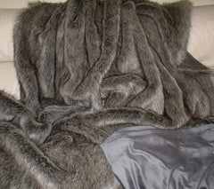 Luxury Faux Fur Dog Blanket Timber Wolf