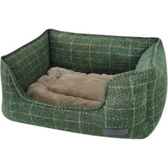 Moss Green Tweed And Plush Rectangle Dog Bed by House of Paws