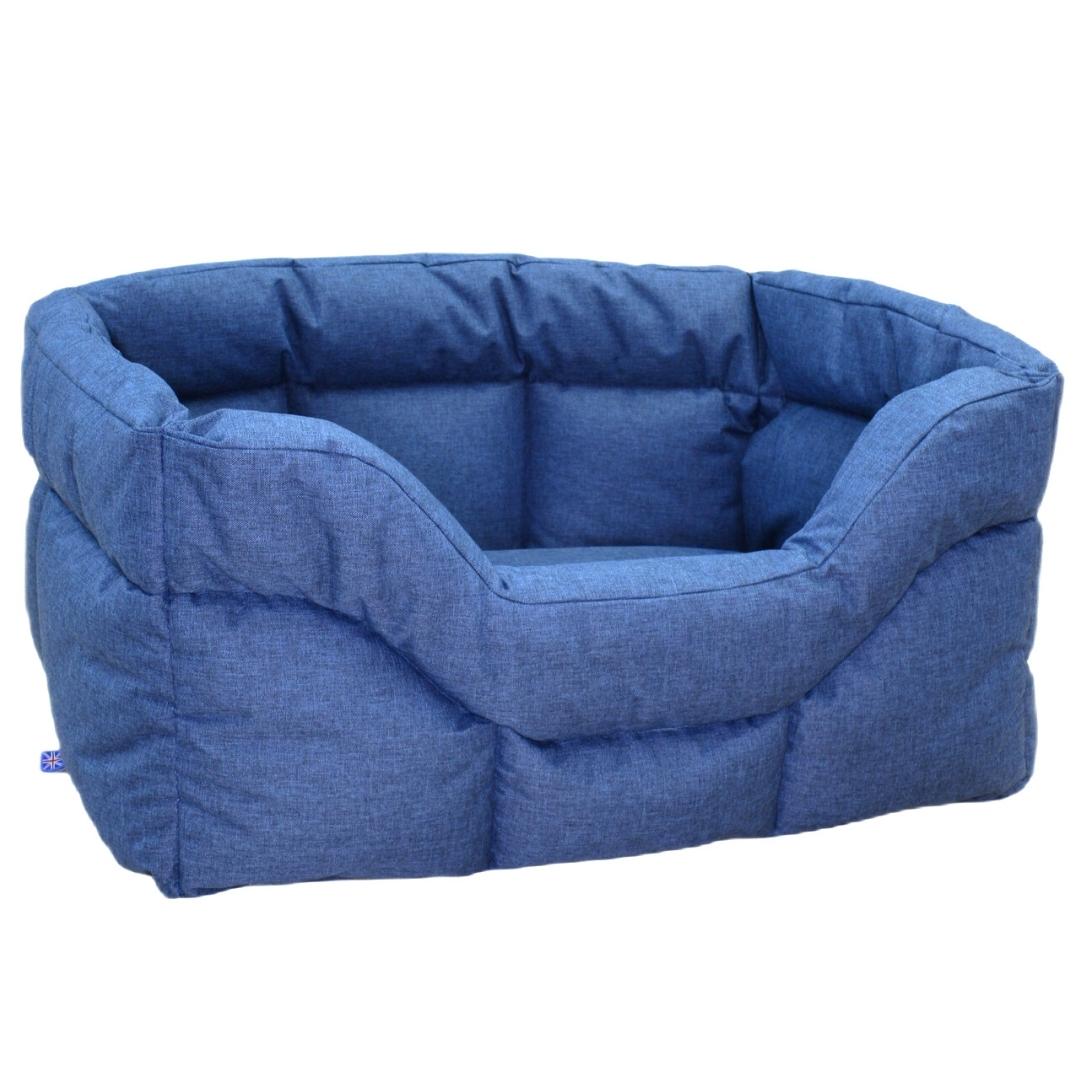 Navy Blue Country Heavy Duty Waterproof Rectangular Drop Front Dog Beds by P&L