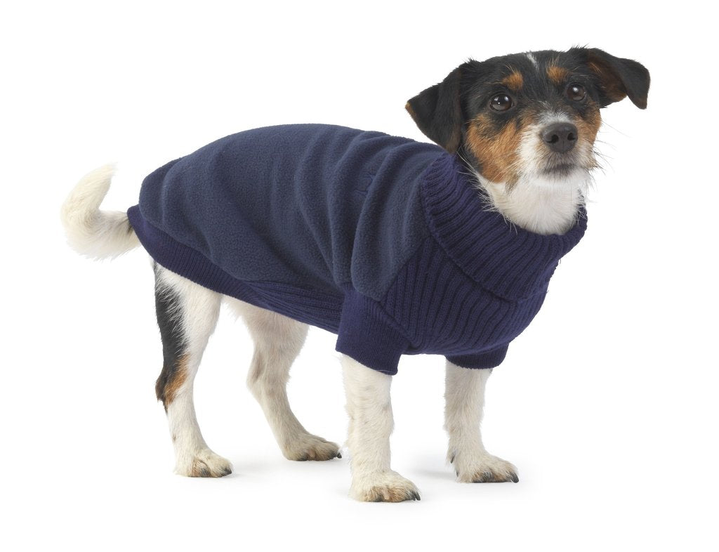 Navy Fleece And Knit Dog Jumper by House of Paws