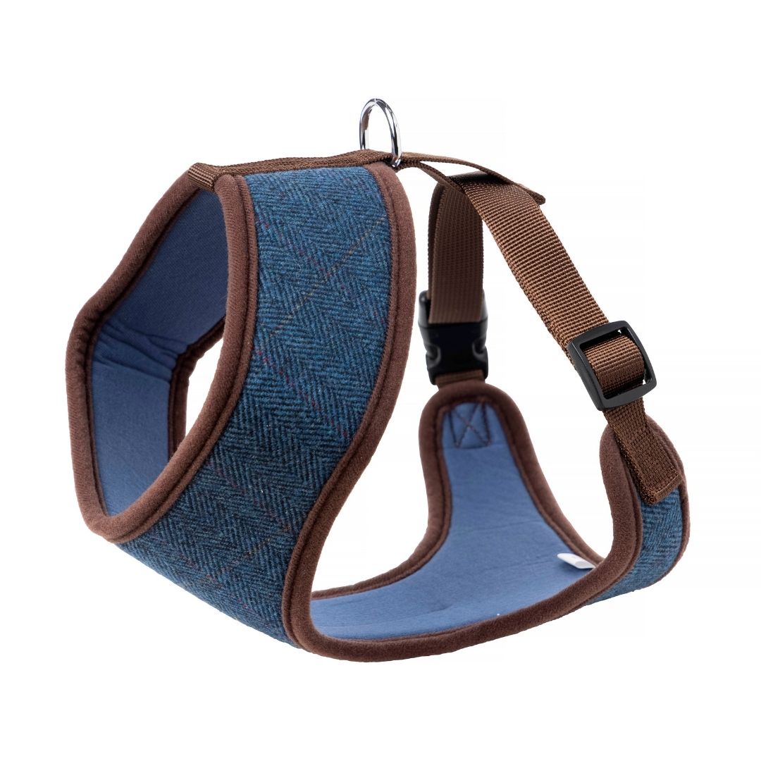 Navy Tweed Memory Foam Dog Harness by House of Paws
