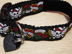 Designer Dog Collar Captain Jack Skull and Crossbones Black dog collar scrufts