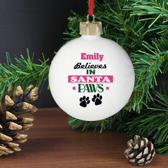 Personalised Santa Paws Dog Bauble | Christmas Gifts For Dog Lovers