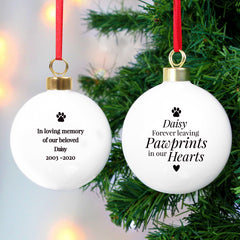 Personalised Pawprints Memorial Bauble |Pet Memorials