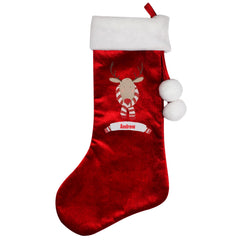 Personalised Retro Reindeer Red Velvet Christmas Stocking For Dogs