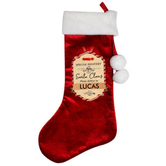Personalised Special Delivery Red Velvet Christmas Stocking For Dogs