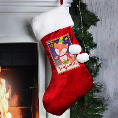 Personalised Festive Fox Luxury Stocking For Dogs