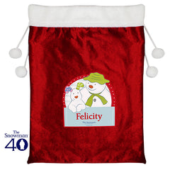 Personalised The Snowman and the Snowdog Luxury Pom Pom Sack