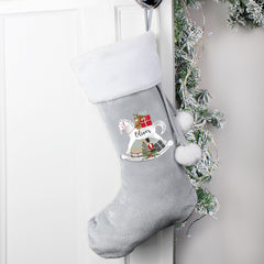 Personalised Rocking Horse Luxury Silver Grey Stocking For Dogs