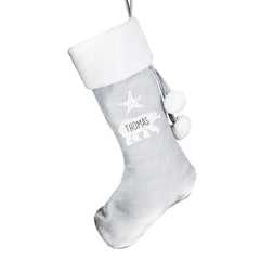 Personalised Polar Bear Luxury Silver Grey Christmas Stocking For Dogs