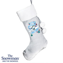 Personalised The Snowman and the Snowdog Luxury Silver Grey Stocking