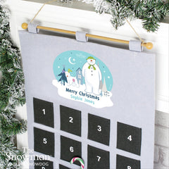 Personalised The Snowman and the Snowdog Advent Calendar In Silver Grey | Christmas Gifts For Dog Lovers