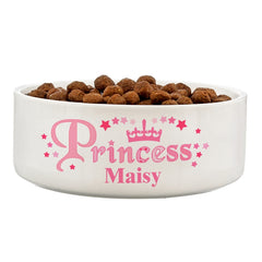 Personalised Princess Medium 14cm White Pet Bowl