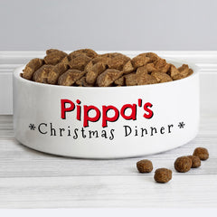 Personalised Christmas Dinner 14cm Medium Pet Bowl | Christmas Gifts For Dogs