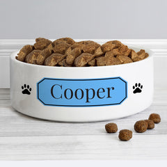 Personalised Blue Plaque 14cm Medium Pet Bowl | Personalised Dog Bowls