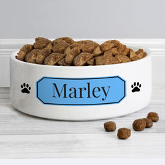 Personalised Blue Plaque 14cm Medium Pet Bowl | Personalised Dog Bowls