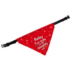 Personalised 'Too cute for the naughty list' Dog Bandana | Christmas Bandanas For Dogs