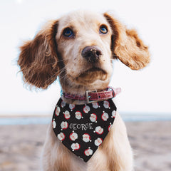 Personalised Santa Black Dog Bandana | Christmas Bandanas For Dogs