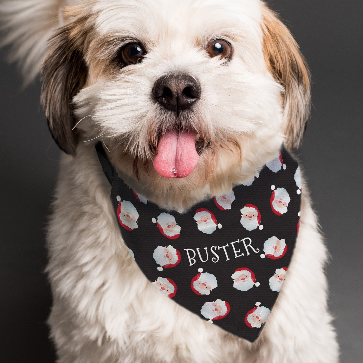 Personalised Santa Black Dog Bandana | Christmas Bandanas For Dogs