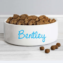 Personalised Blue Name 14cm Medium Ceramic Dog Bowl | Personalised Dog Bowls