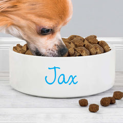 Personalised Blue Name 14cm Medium Ceramic Dog Bowl | Personalised Dog Bowls