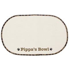 Personalised Brown Paw Print Pet Bowl Placemat