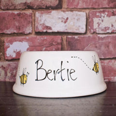 Personalised Busy Bee Slanted Dog Bowls | Personalised Spaniel Bowls