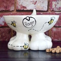 Personalised Ceramic Busy Bee Dog Legs Bowls
