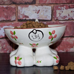 Personalised Ceramic Roses Dog Legs Bowls