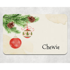 Personalised Christmas Bauble Neoprene Pet Bowl Placemat