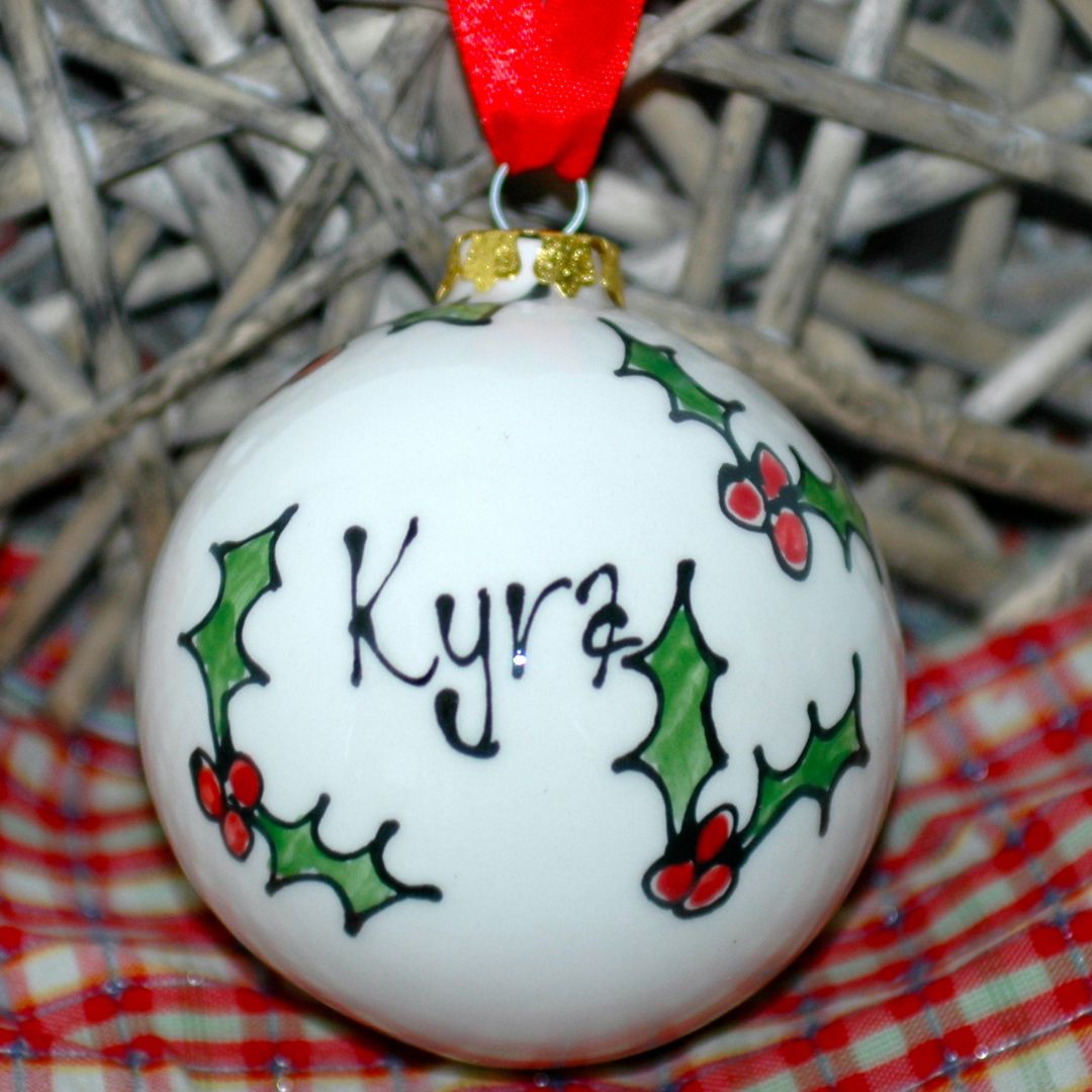 Personalised Christmas Baubles Holly | Gifts For Dog Lovers