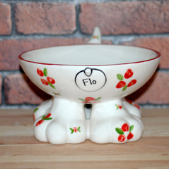 Personalised Ceramic Roses Dog Legs Bowls