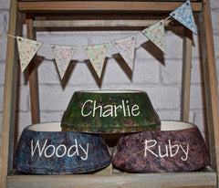 Personalised Slanted Granite Design Dog Bowls