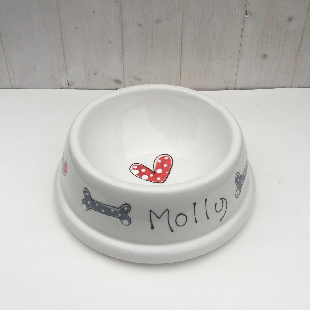 Personalised Hearts and Bones Ceramic Dog Bowl