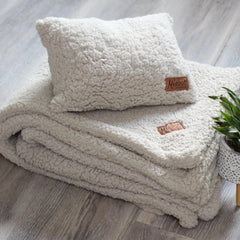 Double Fleeced Cuddler Pet Blanket And Pillow Set Chalk by Miaboo