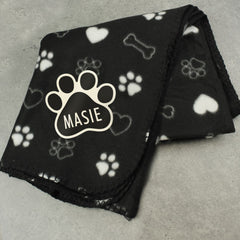 Personalised Paw Print Fleece Dog Blanket