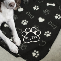 Personalised Paw Print Fleece Dog Blanket