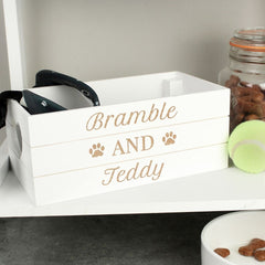 Personalised Pet White Wooden Storage Crate