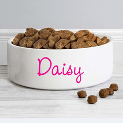 Personalised Pink Name 14cm Medium Ceramic Dog Bowl | Personalised Dog Bowls