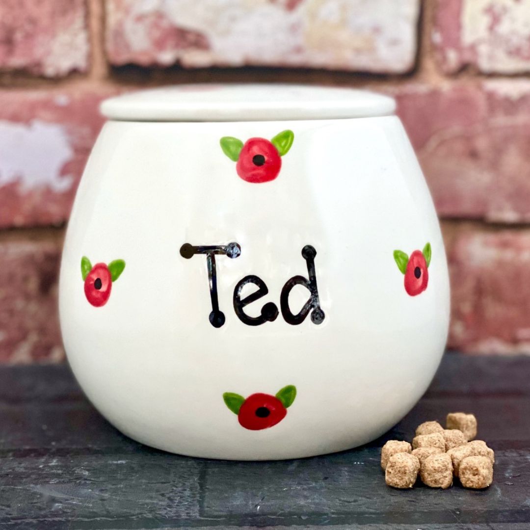 Personalised Poppy Dog Treat Jar | Handmade UK