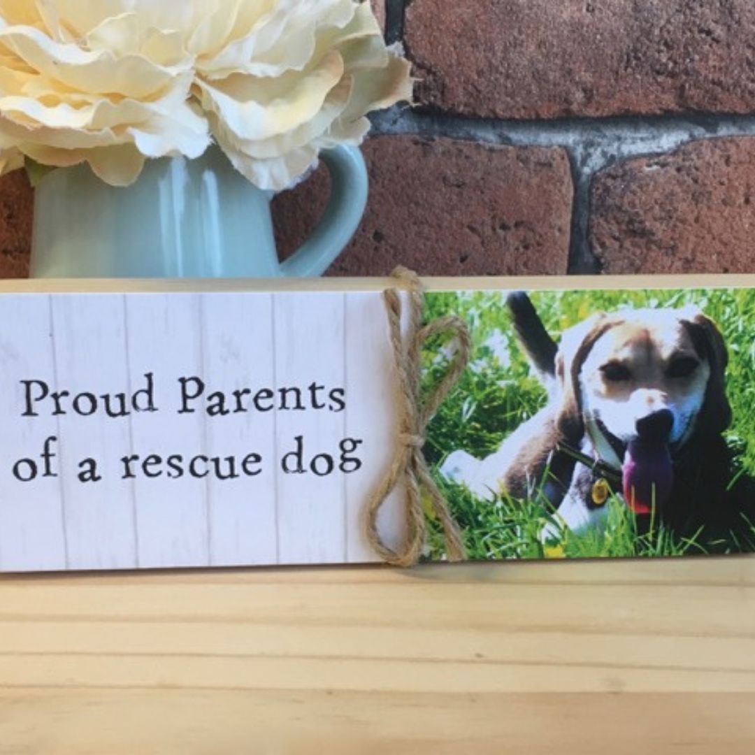 Personalised Proud Owners Of A Rescue Dog Message Block