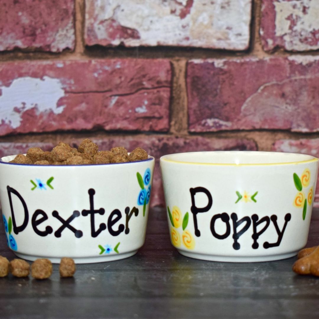 Personalised Roses Dog Bowls Extra Small | Designer Dog Bowls